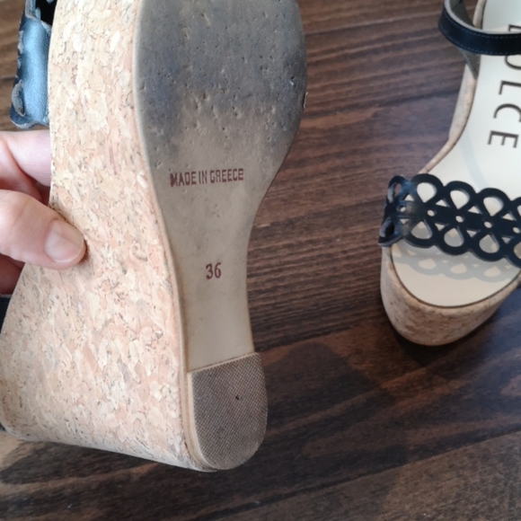 Cork platform heeled sandals EUR 36 in black - Picture 3 of 11